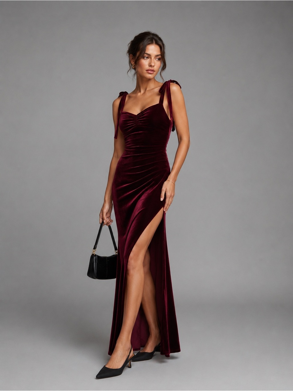 Reformation Nya Velvet Dress Maxi Chianti Medium B1142